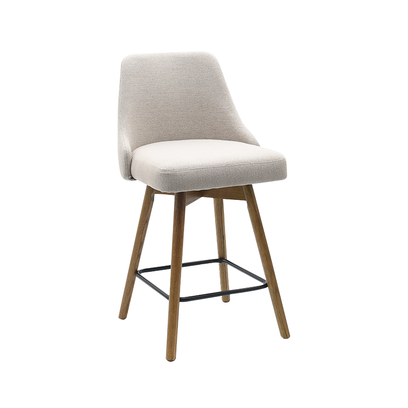 Malambot na bahagi ng upuan na may mataas na likod na may swivel wood leg